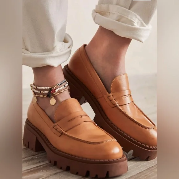 Free People Lyra Lug Sole Loafer • Tan Brown • NWOB - Picture 8 of 10